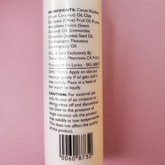 Trader Joes Exclusive Set Lemongrass Coconut Body Natural Oil Almond Jojoba NEW - Picture 4 of 6